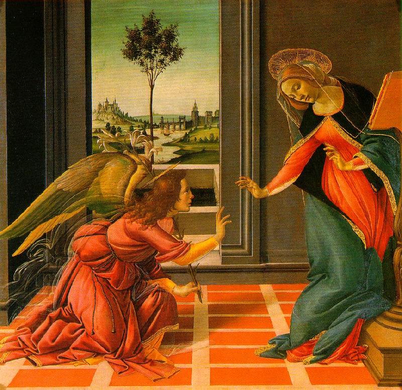 BOTTICELLI, Sandro The Cestello Annunciation dfg oil painting picture
